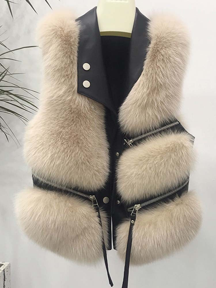Gilet Sans Manches en Simili Cuir & Fausse Fourrure – Style Moderne & Élégant