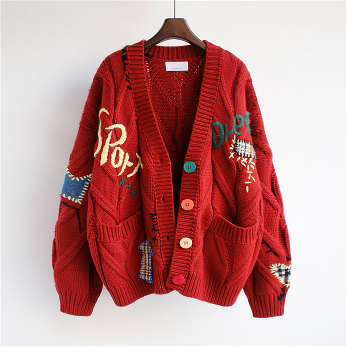 Cardigan oversize en tricot rouge – Style street & tendance