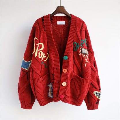 Cardigan oversize en tricot rouge – Style street & tendance