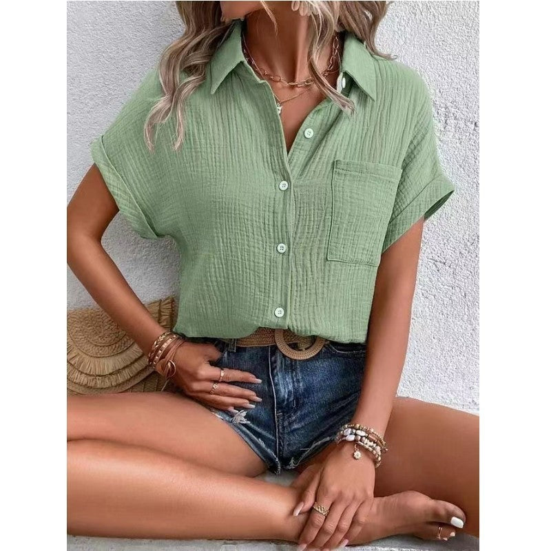 Summer Loose Women’s Shirt – Light Green