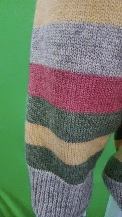 Pull à Col Roulé Large – Rayures Multicolores Tendance